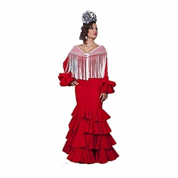 Disfraz de Flamenca Roja Adulta. Vestido de sevillana con lunares
