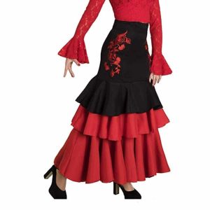 falda flamenca negra roja