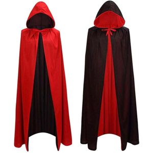 capa reversible capucha roja negra